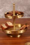 Buy_Nakshikathaa - Homeware_Gold Brass Tiered Cake Stand _at_Aza_Fashions