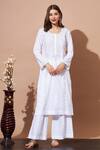 Buy_Shetab Kazmi_White Pure Cotton Hand Embroidered Pearl Round Aari Work Kurta And Palazzo Set _at_Aza_Fashions