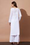 Shop_Shetab Kazmi_White Pure Cotton Hand Embroidered Pearl Round Aari Work Kurta And Palazzo Set _at_Aza_Fashions