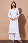 Shetab Kazmi_White Pure Cotton Hand Embroidered Pearl Round Aari Work Kurta And Palazzo Set _at_Aza_Fashions