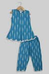 Buy_Champscloset_Blue Cotton Ikat Pattern Tunic And Pyjama Set  _at_Aza_Fashions