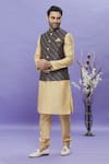 Arihant Rai Sinha_Beige Jacquard Banarasi Silk Floral Sleeveless Bundi _Online_at_Aza_Fashions