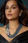 Buy_Joules by Radhika_Blue Agate Antique Necklace Set_at_Aza_Fashions