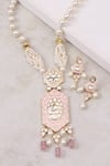 Shop_joules by radhika_Pink Pearl Necklace Set_at_Aza_Fashions