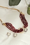 Shop_Joules By Radhika_Red Diamonds Crescent Pendant Choker Set _at_Aza_Fashions
