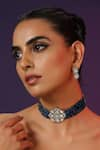 Buy_SWABHIMANN_Blue Polki Embellished Choker Set _at_Aza_Fashions