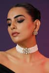 Buy_SWABHIMANN_White Kundan Floral Embellished Choker Set _at_Aza_Fashions