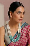 Buy_Swabhimann_Green Pearl Embellished Layered Necklace _at_Aza_Fashions