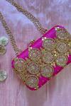 Buy_Feza Bags_Pink Embroidered Sequin Clutch_at_Aza_Fashions