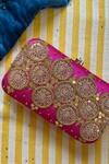 Feza Bags_Pink Embroidered Sequin Clutch_Online_at_Aza_Fashions
