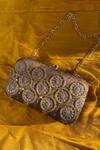 Buy_Feza Bags_Brown Embroidered Marodi Sequin Clutch _at_Aza_Fashions