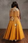 Shop_Not So Serious By Pallavi Mohan_Yellow Tulle Embroidered Bead Seraphine Embellished Cape And Skirt Set _at_Aza_Fashions