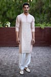 Ankit V Kapoor_Peach Cotton Embroidery Mirror Sajid Kurta Set_Online_at_Aza_Fashions