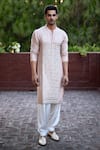 Ankit V Kapoor_Peach Cotton Embroidery Mirror Sajid Kurta Set _Online_at_Aza_Fashions