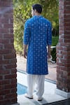 Shop_Ankit V Kapoor_Blue Georgette Embroidery Mirror Ranbir Kurta Set With Stole For Men_at_Aza_Fashions