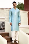 Ankit V Kapoor_Blue Georgette Embroidery Mirror Yasir Kurta Set_Online_at_Aza_Fashions