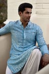 Ankit V Kapoor_Blue Georgette Embroidery Mirror Yasir Kurta Set_at_Aza_Fashions