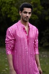 Buy_Ankit V Kapoor_Pink Georgette Embroidery Mirror Yasir Kurta And Salwar Set _Online_at_Aza_Fashions