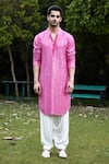 Shop_Ankit V Kapoor_Pink Georgette Embroidery Mirror Yasir Kurta And Salwar Set _Online_at_Aza_Fashions