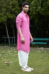 Ankit V Kapoor_Pink Georgette Embroidery Mirror Yasir Kurta And Salwar Set _at_Aza_Fashions