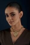 Buy_House Of Tuhina_Gold Plated Grape Paan Embellished Necklace _at_Aza_Fashions