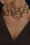 Shop_House Of Tuhina_Gold Plated Umbrella Multi Layer Bead Embellished Necklace _at_Aza_Fashions