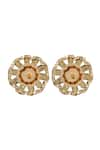 Shop_House Of Tuhina_Gold Plated Enamel Saar Beaded Studs _at_Aza_Fashions