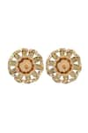 Shop_House Of Tuhina_Gold Plated Glass Enamel Saar Beaded Studs _at_Aza_Fashions