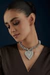 Buy_House Of Tuhina_Silver Plated Grape Paan Pattern Necklace _at_Aza_Fashions