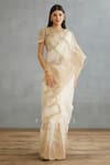 Buy_Torani_Ivory Raw Silk Hand Embroidery Dori Round Neck Gul Bano Yashoda Blouse _at_Aza_Fashions