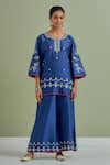 Buy Priya Chaudhary Blue Chanderi Silk Sequins, Embroidery Round Neck Short Kurta Online at Aza Fashions Buy_Priya Chaudhary_Blue Chanderi Silk Sequins, Embroidery Round Neck Short Kurta _Online_at_Aza_Fashions