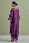 Shop_Priya Chaudhary_Purple Chanderi Silk Hand Embroidered Resham Straight Kurta And Palazzo Set _at_Aza_Fashions