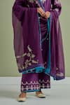 Buy_Priya Chaudhary_Purple Chanderi Silk Hand Embroidered Resham Notched Round Sequin Kurta Set 