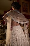 Shop_Seema Gujral_White Net Crystals, Sequins, Beads, Embroidery Sweetheart Bridal Lehenga Set _at_Aza_Fashions