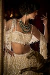 Seema Gujral_White Net Crystals, Sequins, Beads, Embroidery Sweetheart Bridal Lehenga Set _Online_at_Aza_Fashions