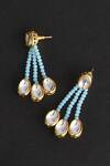 Shop_Swabhimann_Gold Plated Embroidery, Beads Kundan Embellished Dangler Earrings _at_Aza_Fashions