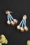 Shop_Swabhimann_Gold Plated Embroidery, Beads Kundan Embellished Dangler Earrings _Online_at_Aza_Fashions