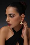 Buy_Swabhimann_Gold Plated Embroidery, Beads Kundan Embellished Earrings _at_Aza_Fashions
