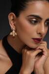 Swabhimann_Gold Plated Embroidery, Beads Kundan Embellished Earrings _Online_at_Aza_Fashions