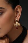 Buy_Swabhimann_Gold Plated Embroidery, Beads Kundan Embellished Earrings _Online_at_Aza_Fashions