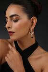 Buy_Swabhimann_Gold Plated Embroidery, Beads Kundan Embellished Earrings _at_Aza_Fashions