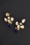 Shop_Swabhimann_Gold Plated Embroidery, Beads Kundan Embellished Earrings _at_Aza_Fashions