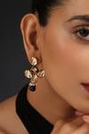 Buy_Swabhimann_Gold Plated Embroidery, Beads Kundan Embellished Earrings _Online_at_Aza_Fashions
