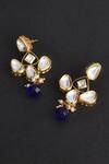 Shop_Swabhimann_Gold Plated Embroidery, Beads Kundan Embellished Earrings _Online_at_Aza_Fashions