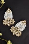 Shop_Swabhimann_Gold Plated Embroidery, Stones Kundan Pearl Embellished Dangler Earrings _at_Aza_Fashions