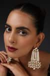 Swabhimann_Gold Plated Embroidery, Stones Kundan Pearl Embellished Dangler Earrings _Online_at_Aza_Fashions