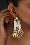Buy_Swabhimann_Gold Plated Embroidery, Stones Kundan Pearl Embellished Dangler Earrings _Online_at_Aza_Fashions