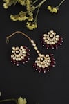 Shop_Swabhimann_Gold Plated Embroidery, Stones Kundan Floral Chandbalis With Maangtikka _at_Aza_Fashions