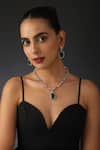 Buy_SWABHIMANN_Silver Plated Embellished Emerald Studded Necklace Set _at_Aza_Fashions