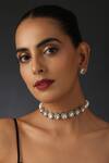 Buy_Swabhimann_Silver Plated Pearls, Embroidery, Stones Polki Studded Choker Necklace Set _at_Aza_Fashions
